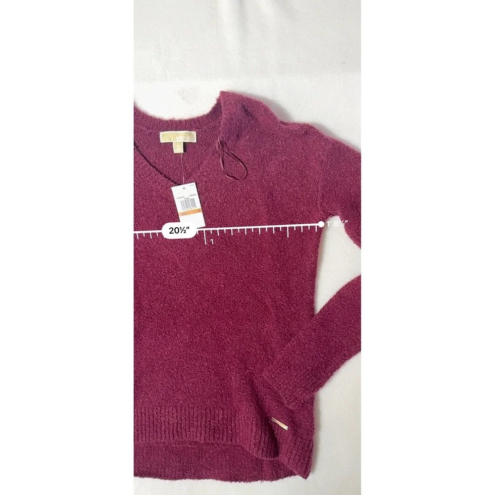 Michael Kors Burgundy V-Neck Merino Wool Alpaca Blend Sweater QF76DN67PU NWT S‎